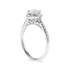 GIA Certified 14k White Gold 4/5 Cttw Diamond Halo Engagement Ring (G-H Color, SI1-SI2 Clarity) - Puritific