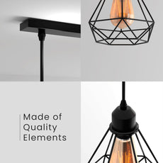 Black industrial pendant light 3 Light Way Cage Ceiling Light Fixture ~5301-4