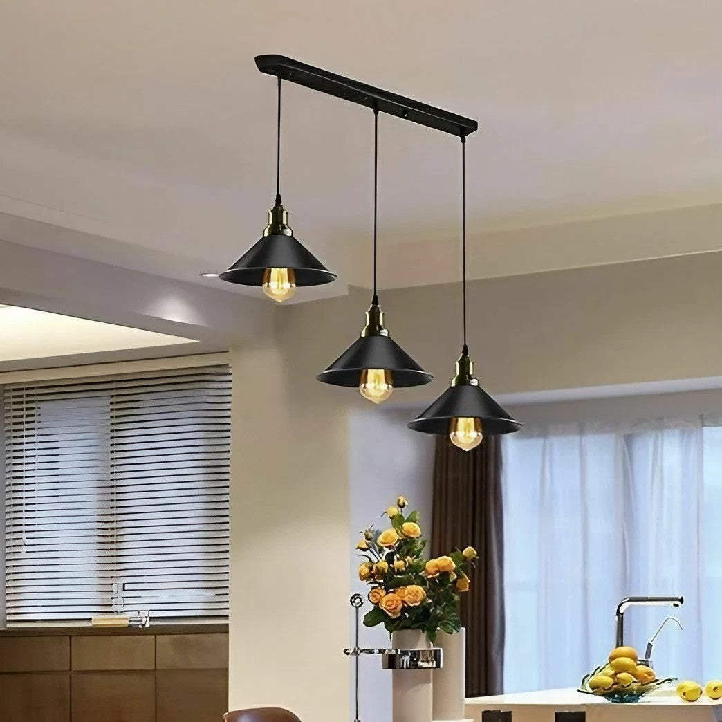 3 Light Black dustrial  Hanging Pendant Light ~5266-0