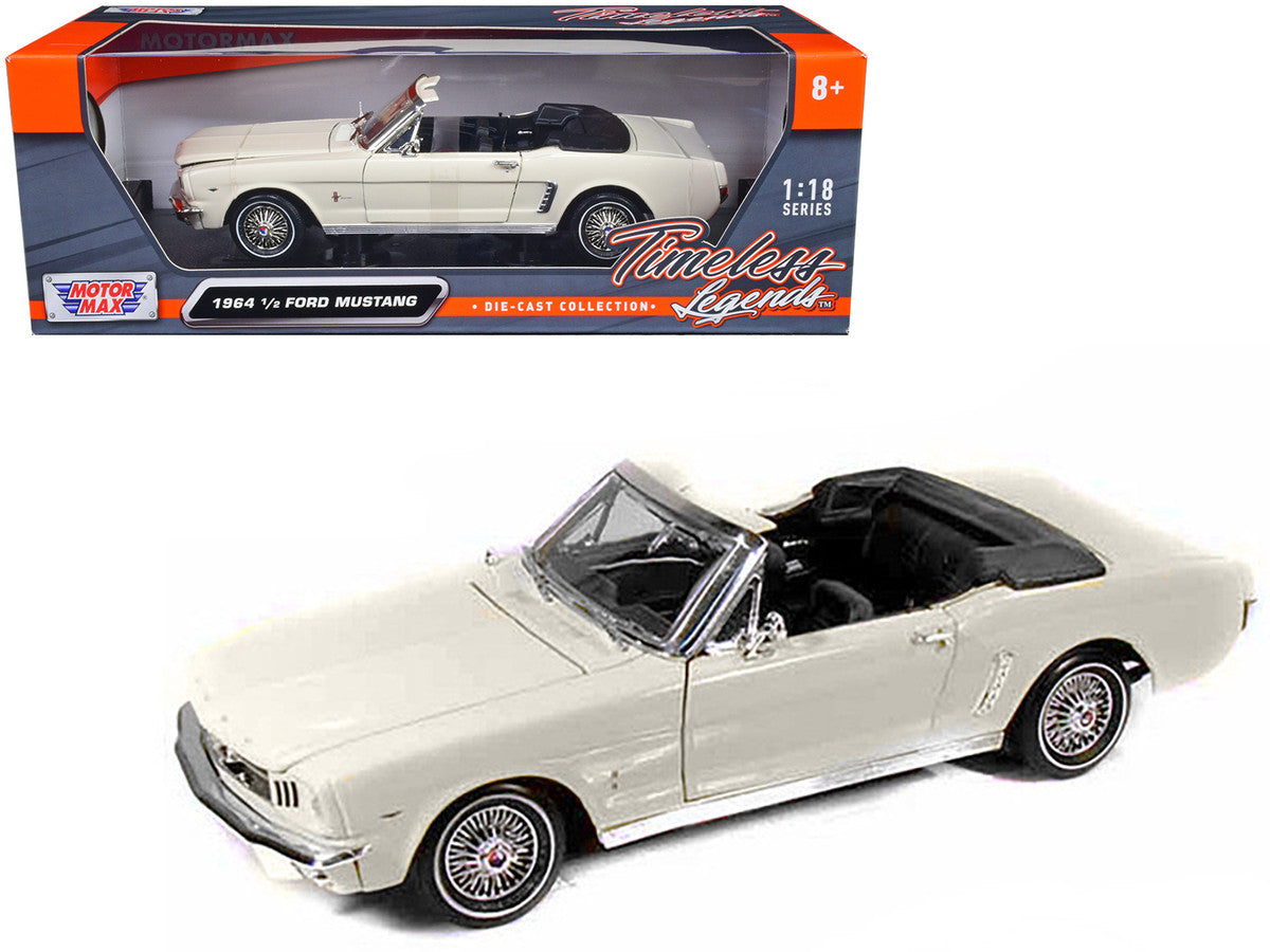 1964 1/2 Ford Mustang Convertible Cream 1/18 Diecast Car Model by Motormax-0