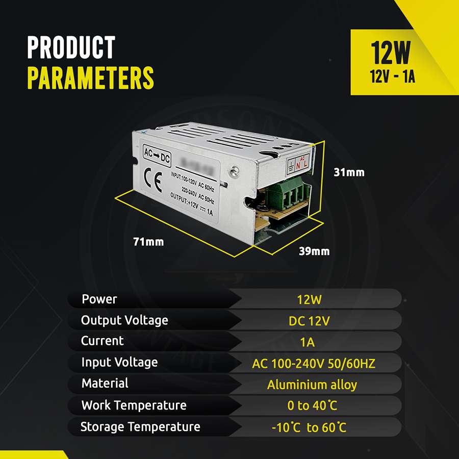 AC 100/240V to DC12V 12W -720W Regulated Switching Power Supply Led Transformer Driver~1406-5