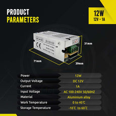 AC 100/240V to DC12V 12W -720W Regulated Switching Power Supply Led Transformer Driver~1406-5