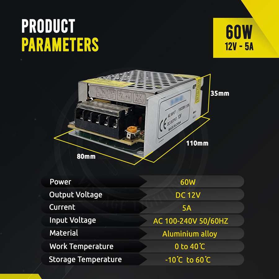 AC 100/240V to DC12V 12W -720W Regulated Switching Power Supply Led Transformer Driver~1406-10