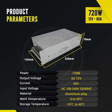 AC 100/240V to DC12V 12W -720W Regulated Switching Power Supply Led Transformer Driver~1406-22