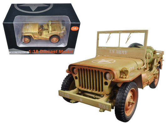 US Army Vehicle WWII Desert Sand Weathered Version 1/18 Diecast Model Car by American Diorama-0