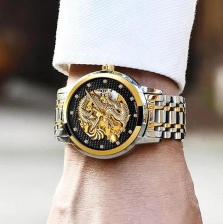 Golden Dragon Carved Automatic Mechanical Watch - Puritific