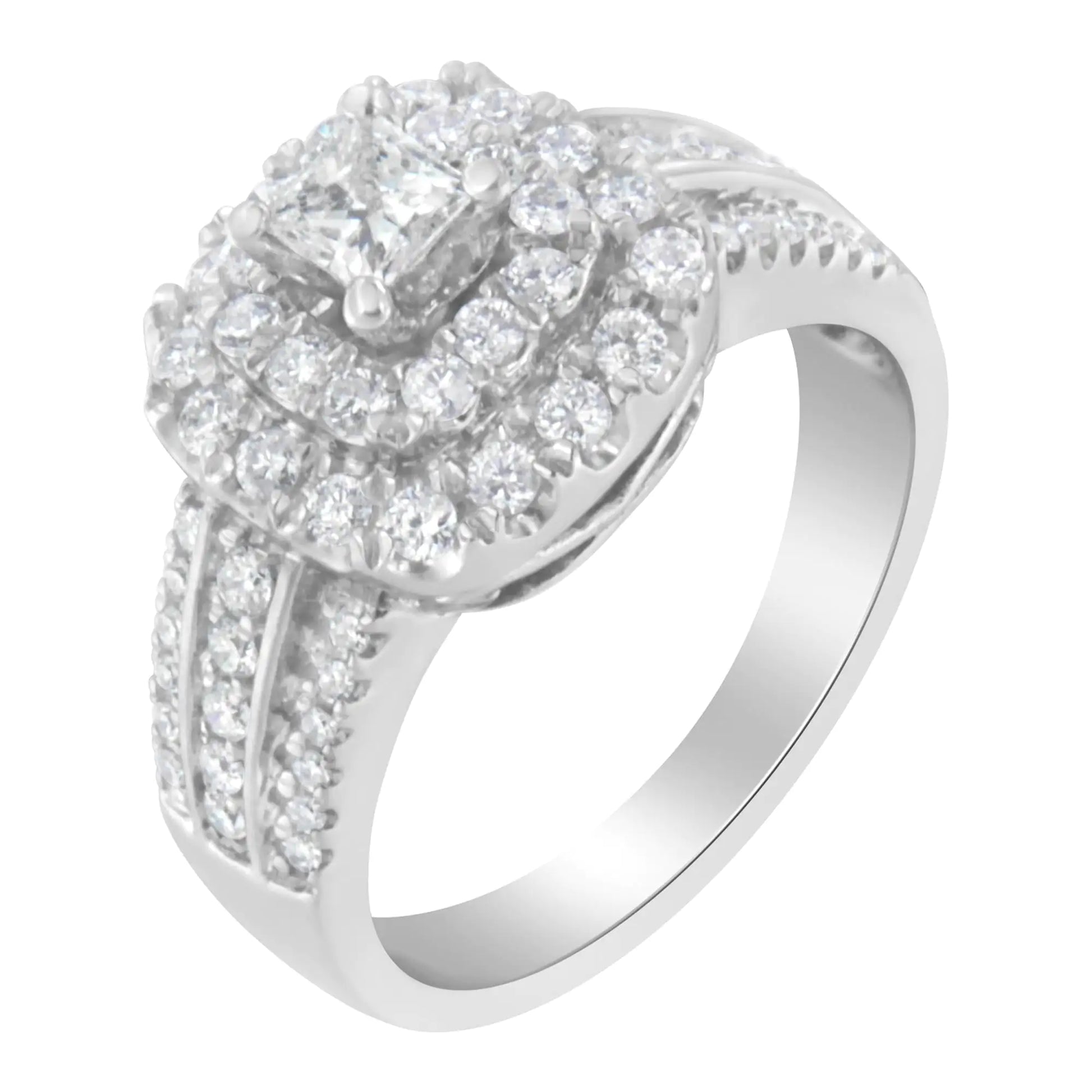 14KT White Gold Diamond Cluster Ring (1 cttw, H-I Color, I1-I2 Clarity) - Puritific