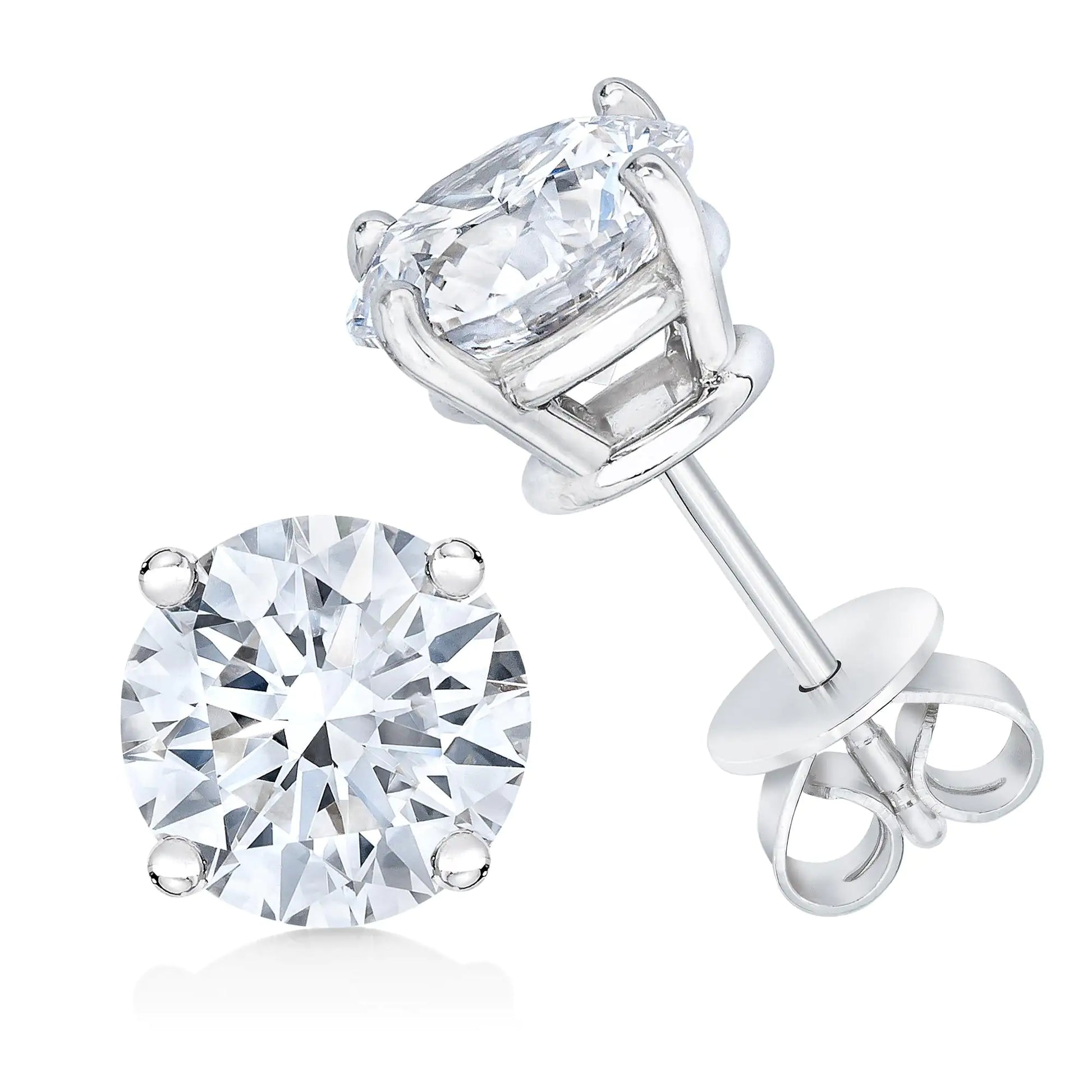 IGI Certified 14K White Gold 1/2 Cttw Lab Grown 4-Prong Round-Cut Diamond Classic Solitaire Stud Earrings (F-G Color, VS1-VS2 Clarity) - Puritific