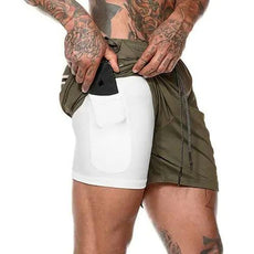 Men 2 in 1 Running Shorts Jogging Gym Fitness - Puritific