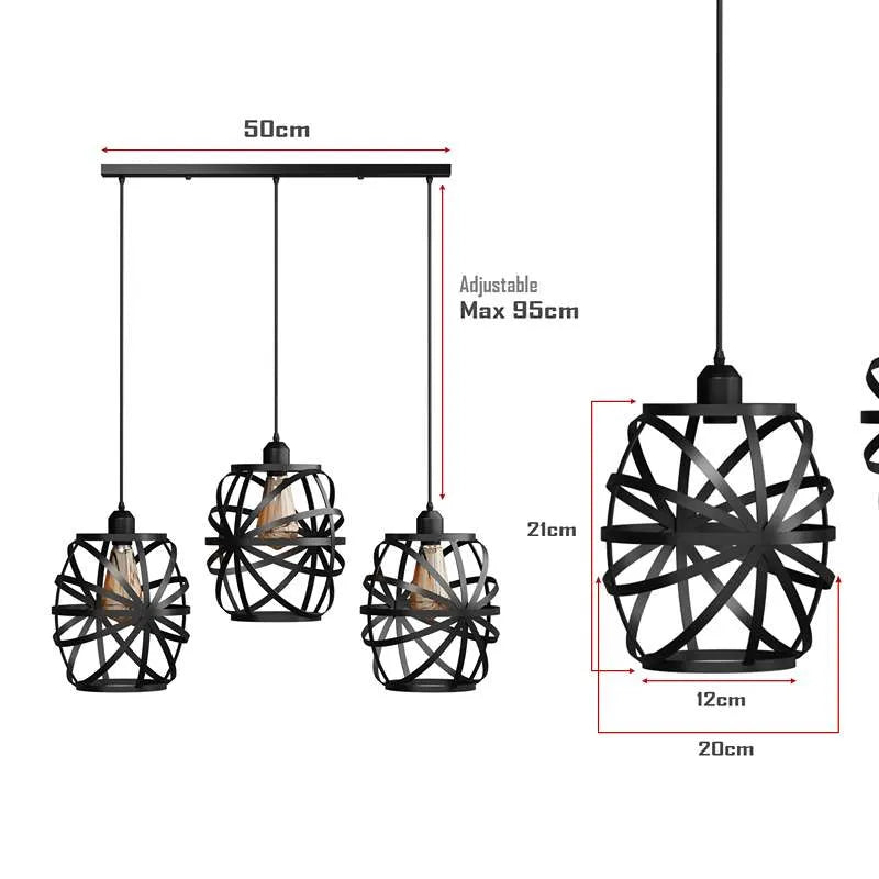 Vintage Style vase wire Cage Ceiling Fixture Metal Pendant with Linear Canopy~5011-4