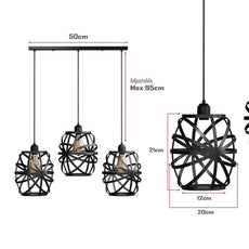 Vintage Style vase wire Cage Ceiling Fixture Metal Pendant with Linear Canopy~5011-4