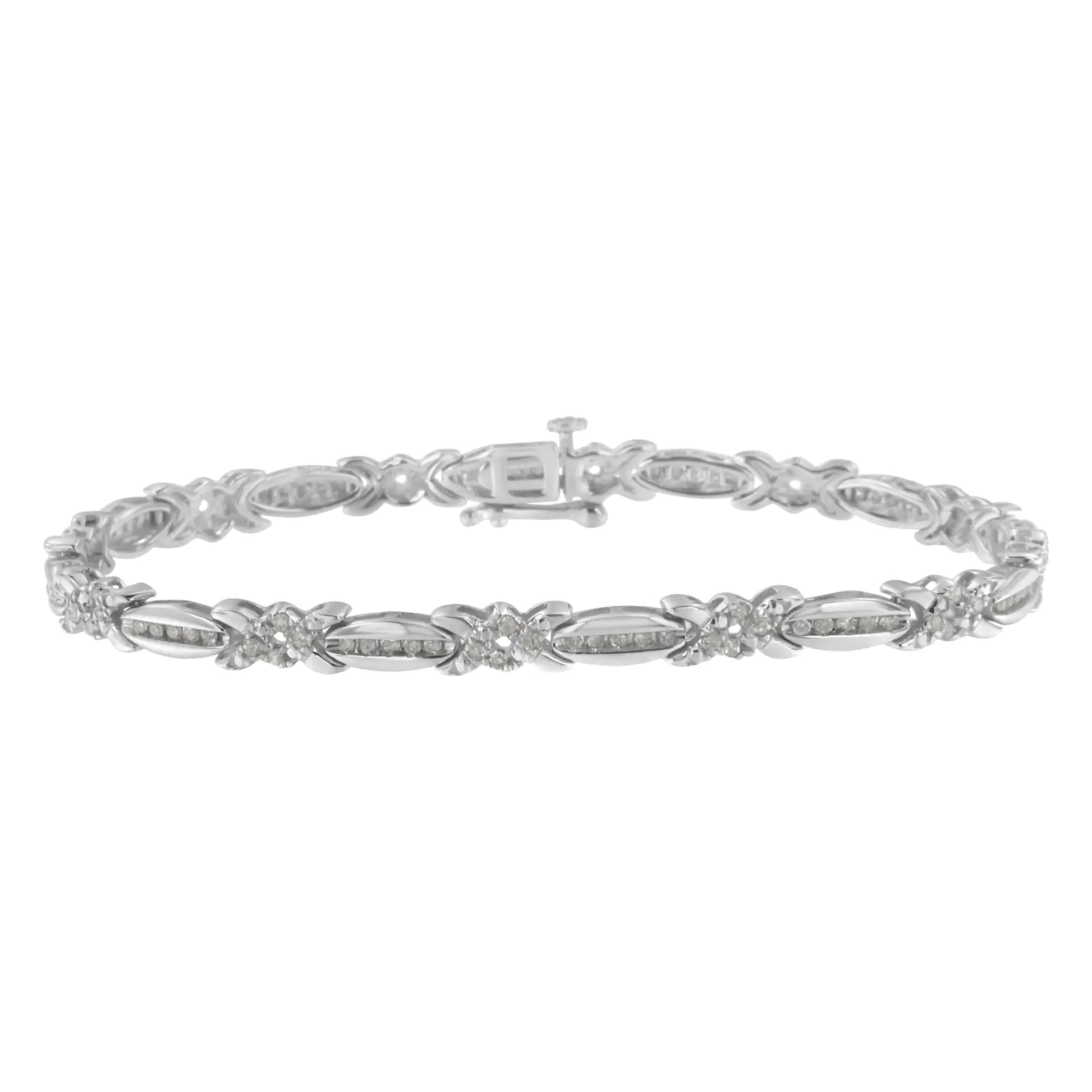 Sterling Silver Diamond X-Link Tennis Bracelet (1 cttw, I-J Color, I3 Clarity) - Puritific