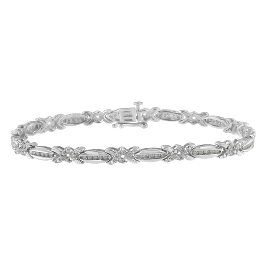 Sterling Silver Diamond X-Link Tennis Bracelet (1 cttw, I-J Color, I3 Clarity) - Puritific