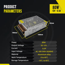 AC 100/240V to DC12V 80W Regulated Switching Power Supply Driver   ~3341-1