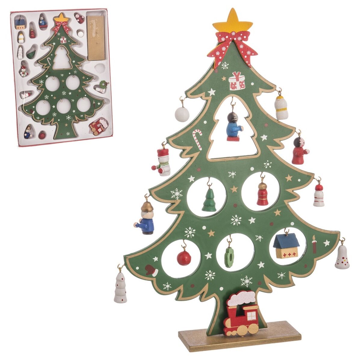 Christmas bauble Multicolour MDF Wood Christmas Tree 26 cm-0