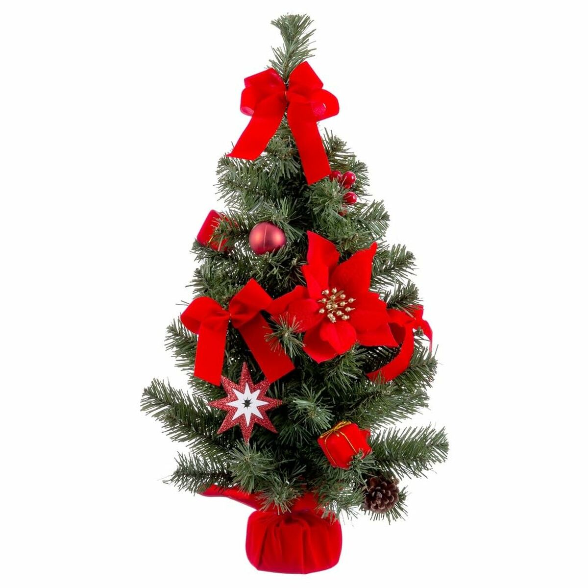 Christmas bauble Red Green Plastic Fabric Christmas Tree 60 cm-3