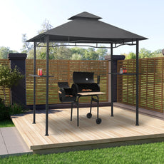 vidaXL BBQ Gazebo 7.9'x4.9'x8.4' Anthracite Steel-0