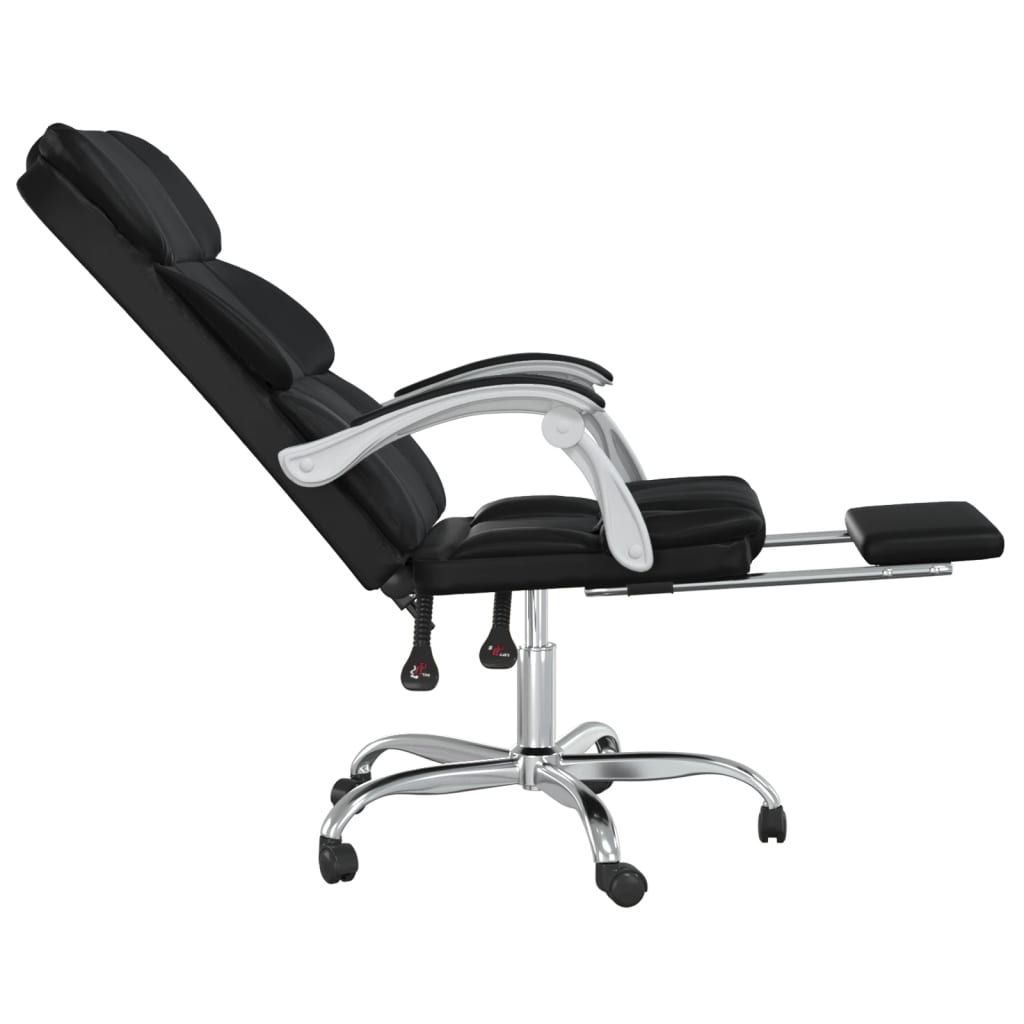 vidaXL Reclining Office Chair Black Faux Leather-1