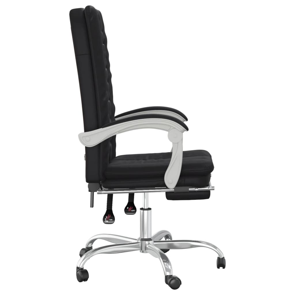 vidaXL Reclining Office Chair Black Faux Leather-4