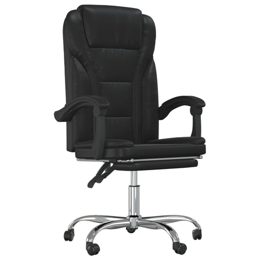 vidaXL Reclining Office Chair Black Faux Leather-0