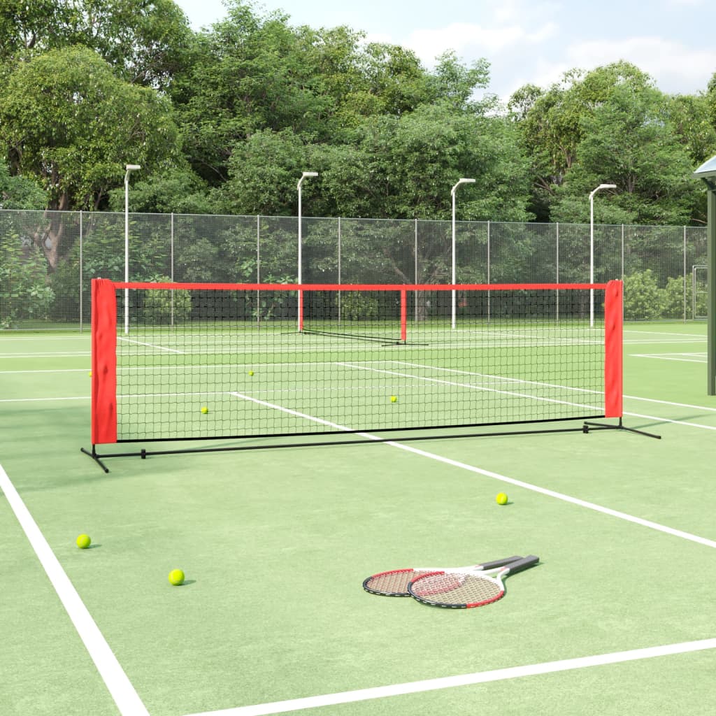 vidaXL Portable Tennis Net Pickleball Volleyball Net Black and Red Polyester-5