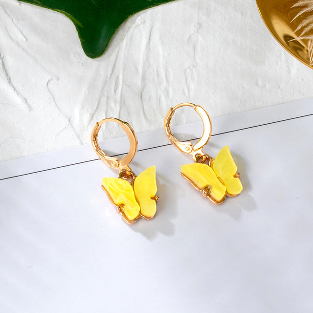 Yellow Leaf Dangle Earrings - Puritific