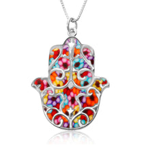 925 Sterling Silver Hamsa Necklace Handcrafted Fleur de Lis Pendant - Puritific