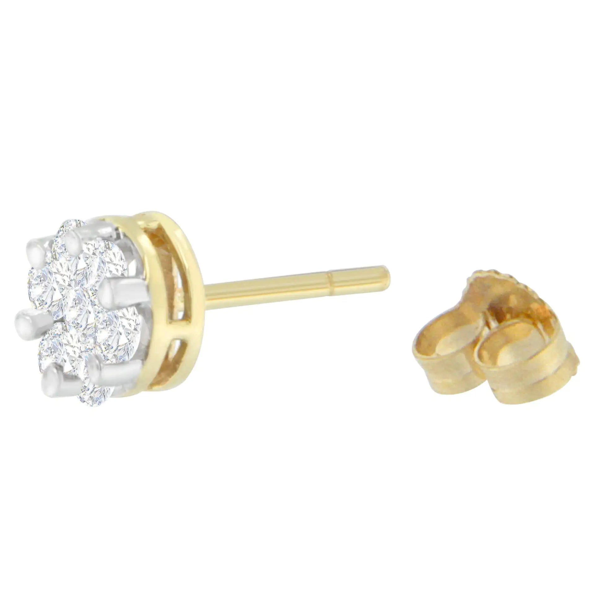 14K Yellow Gold Round-cut Diamond Earrings (1 cttw, I-J Color, SI1-SI2 Clarity) - Puritific