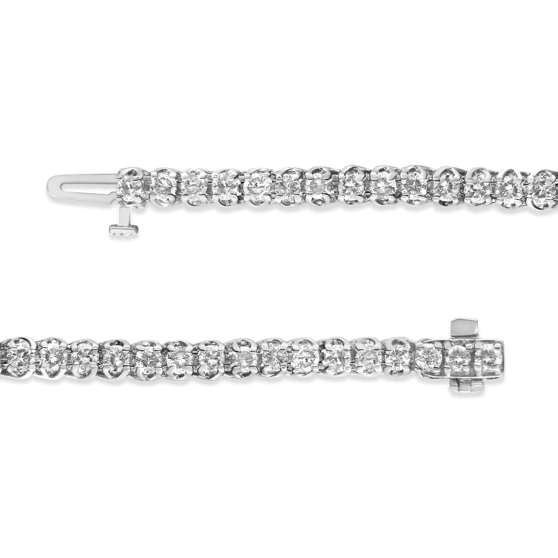 IGI Certified .925 Sterling Silver 4.0 Cttw 4 Prong Set Round-Cut Diamond Classic 7” Tennis Bracelet (H-I Color, I1-I2 Clarity) - 7" - Puritific