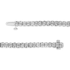 IGI Certified .925 Sterling Silver 4.0 Cttw 4 Prong Set Round-Cut Diamond Classic 7” Tennis Bracelet (H-I Color, I1-I2 Clarity) - 7