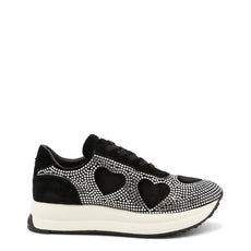 Rhinestone Heart Sneakers - Black - Puritific