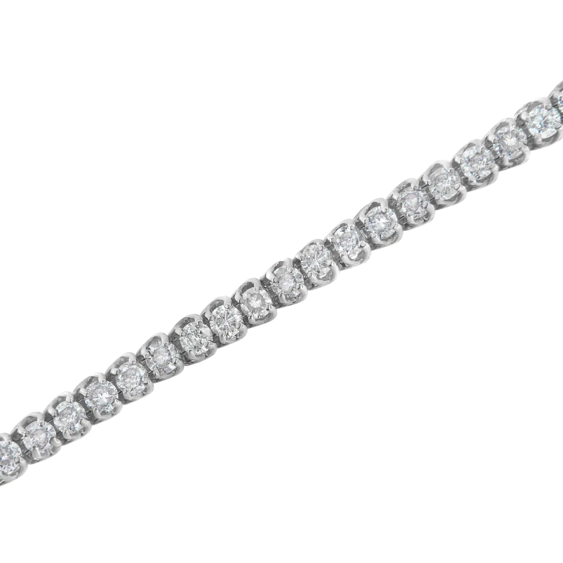 IGI Certified .925 Sterling Silver 4.0 Cttw 4 Prong Set Round-Cut Diamond Classic 7” Tennis Bracelet (H-I Color, I1-I2 Clarity) - 7" - Puritific