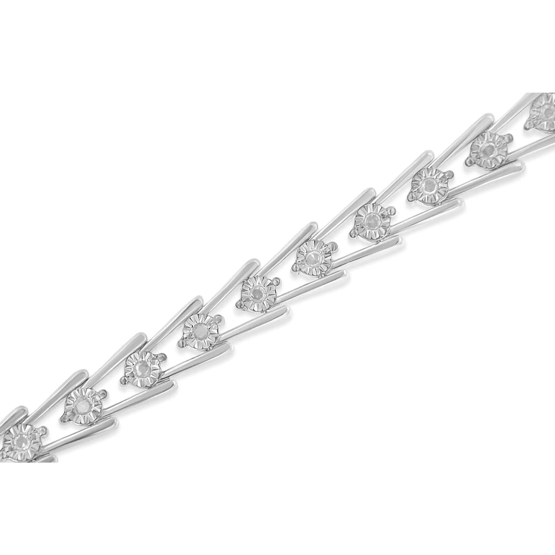 Sterling Silver Diamond Wave-Style Link Bracelet (0.5 cttw, I-J Color, I3 Clarity) - Puritific