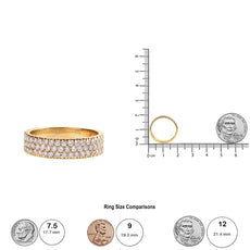 14K Yellow Gold Pave Set 3/4 cttw Multi Row Diamond Band Ring (H-I Color, SI2-I1 Clarity) - Puritific