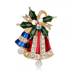 Rhinestone Crystal Christmas Enamel Brooch Pin - Puritific