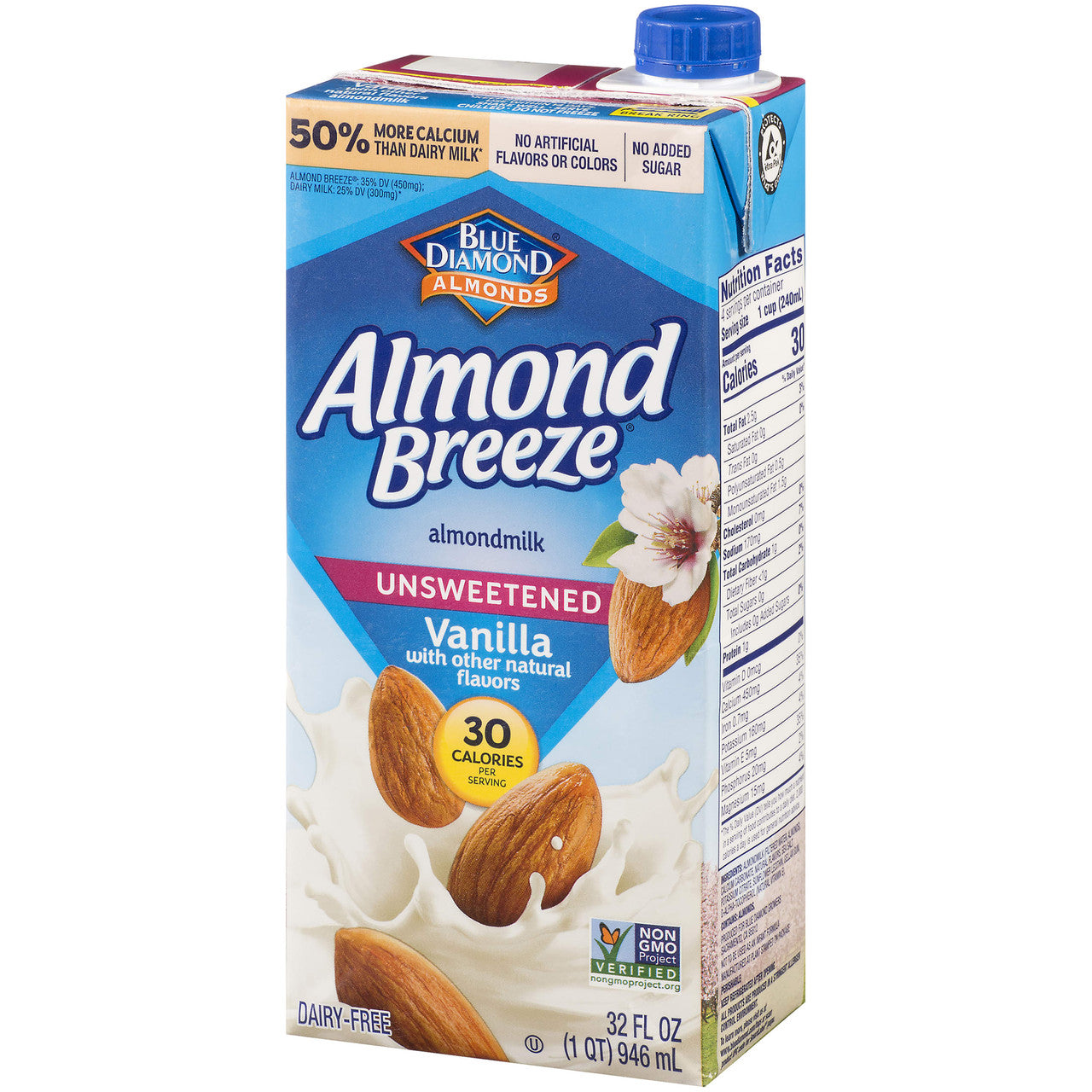 Blue Diamond Vanilla Almond Breeze Unsweetened (12x32 Oz)-2