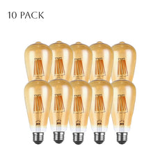 10 Pack ST64 E27 8W Dimmable Retro Classic LED Filament Bulbs~4174-0