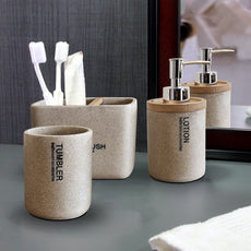 3 Pieces Modern Luxury Stone Effect Resin Bathroom Accessories Set~5468-0