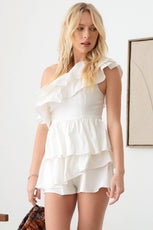 One Shoulder Ruffle Romper