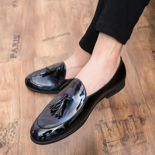 Italian Style Patent Leather Loafers for Men - Puritific