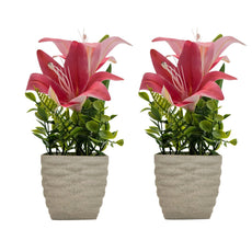 Best Artificial Lily Flowers Pot 2 PCS For Table Decorations~5327-6