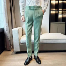 High Waist Waffle Business Casual Suit Pants for Men - Puritific