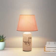 Plugin Bedside Table Lamp Ceramic Bottle Base with Wird Text Light~5161-0