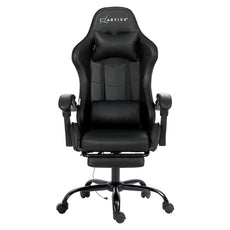 Artiss Gaming Chairs Massage Racing Recliner Leather Office Chair Footrest Black-2