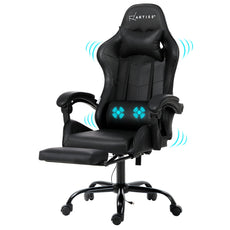 Artiss Gaming Chairs Massage Racing Recliner Leather Office Chair Footrest Black-0