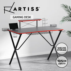 Artiss Gaming Desk Computer Desks Table Storage Shelves Study Home Ofiice 105CM-3