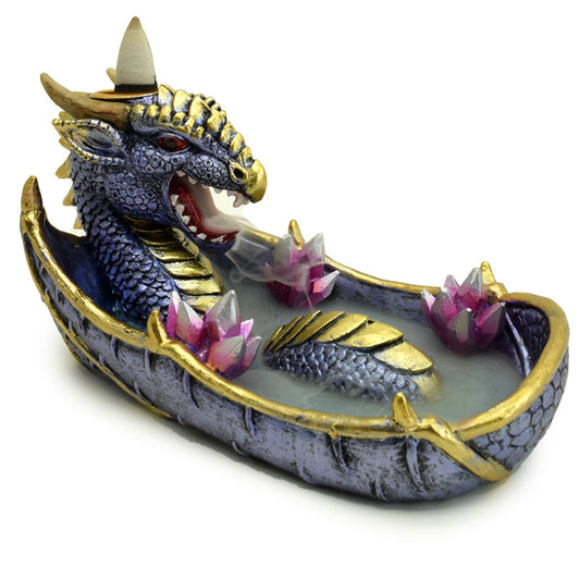 Backflow Incense Burner - Elements Amethyst Crystal Dragon BACK56-0