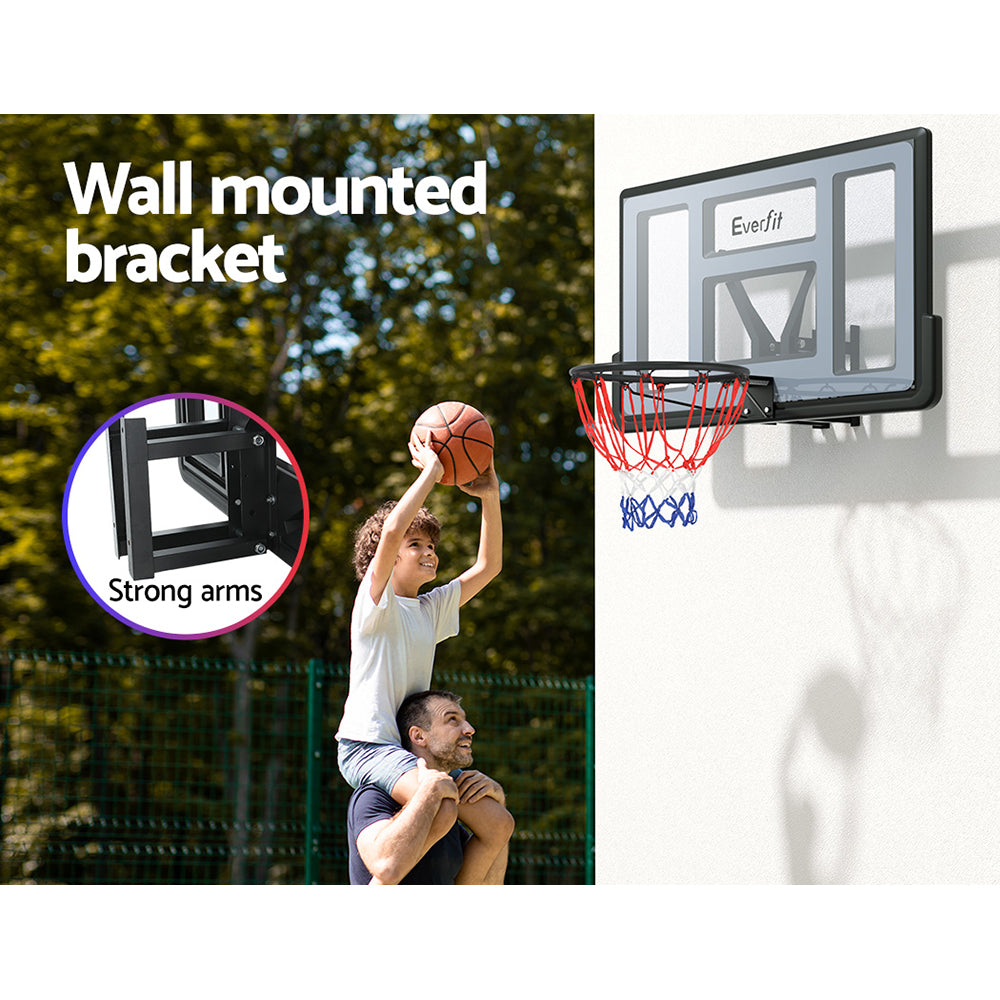 Everfit 45" Basketball Hoop Backboard Wall Mounted Ring Net Sports Pro System-3