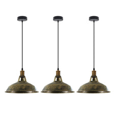 Retro Lustre Suspension Industrielle Plafonnier Abat-jour en métal 3PCS-5