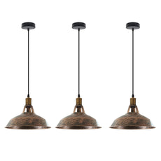 Retro Lustre Suspension Industrielle Plafonnier Abat-jour en métal 3PCS-6